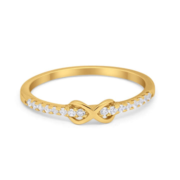 Petite Dainty Infinity Ring Round Yellow Tone, Simulated CZ 925 Sterling Silver